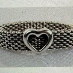 Tiffany & Co Somerset mesh heart ring in sterling silver